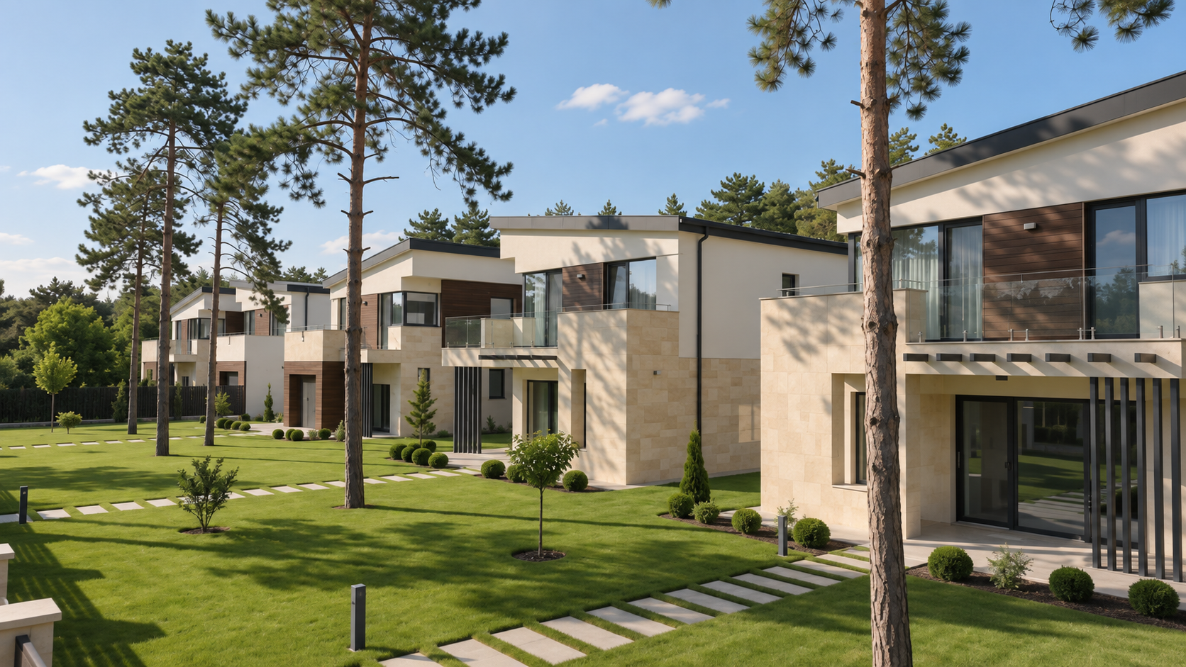 Korszerű luxuslakóépületek a siófoki Aranypart zöld környezetében